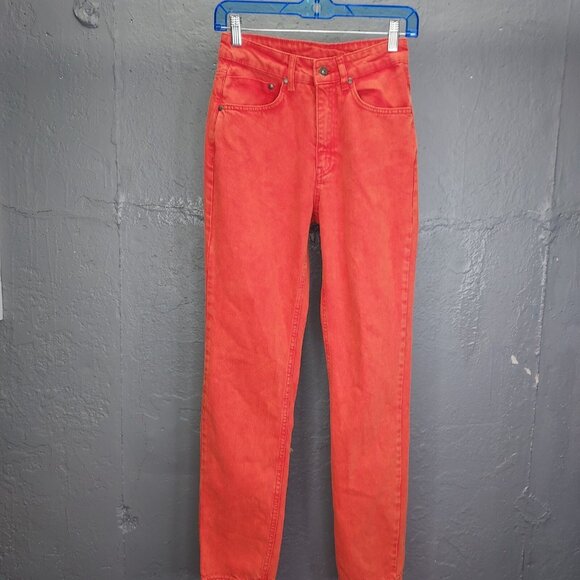 The Ragged Priest Butt Cut Mom Jeans Women's 26 Red Orange Cougar Torn Crop NEW - Picture 5 of 16